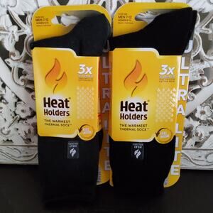 Heat Holders Ultra Lite Thermal Socks Men 7-12 Women 8-13 Charcoal Black Set 2
